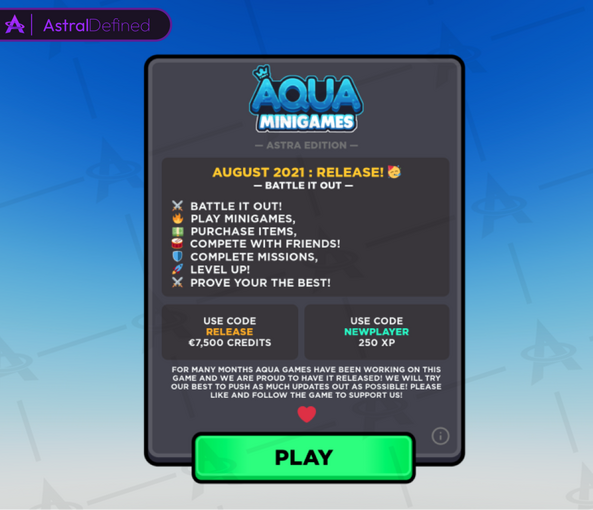 "Aqua Minigames" UI, 2021